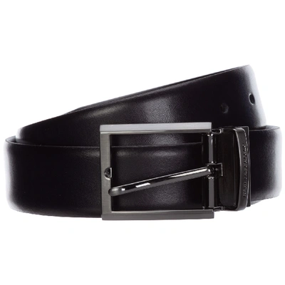 Shop Karl Lagerfeld Men's Belt Reversible Double Genuine Leather In Black