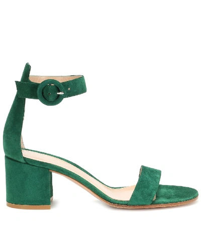 Shop Gianvito Rossi Versillia 60 Suede Sandals In Green