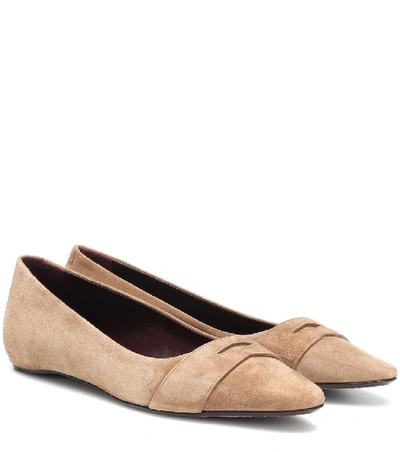 Shop Bougeotte Suede Ballet Flats In Brown