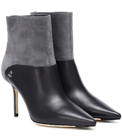 Shop Jimmy Choo Beyla 85 Leather Ankle Boots In Grey