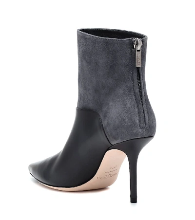 Shop Jimmy Choo Beyla 85 Leather Ankle Boots In Grey