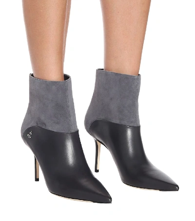 Shop Jimmy Choo Beyla 85 Leather Ankle Boots In Grey