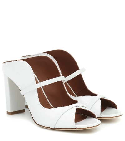 Shop Malone Souliers Norah 85 Leather Sandals In White