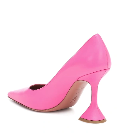 Shop Amina Muaddi Ami 95 Leather Pumps In Pink