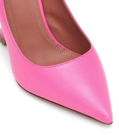 Shop Amina Muaddi Ami 95 Leather Pumps In Pink