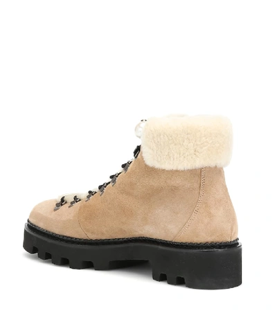 Shop Nicholas Kirkwood Shearling And Suede Ankle Boots In Beige
