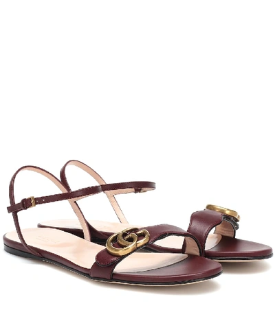 Shop Gucci Marmont Leather Sandals In Red