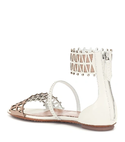 Shop Alaïa Studded Leather Sandals In White