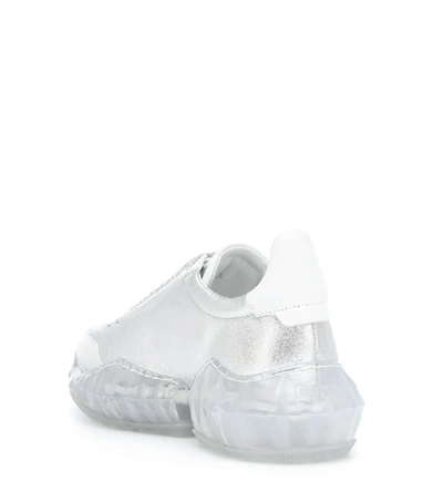 Shop Jimmy Choo Diamond/f Leather Sneakers In Silver