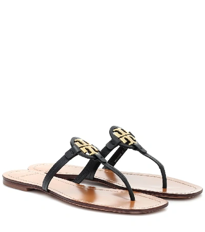 Shop Tory Burch Mini Miller Leather Thong Sandals In Black