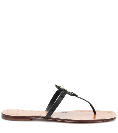 Shop Tory Burch Mini Miller Leather Thong Sandals In Black