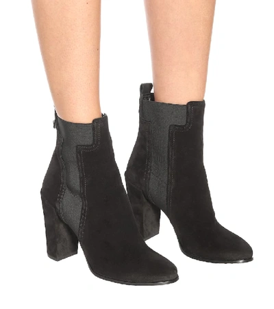 Shop Tod's Suede Ankle Boots In Black