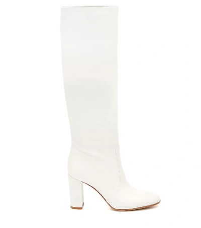 Shop Gianvito Rossi Slouch 85 Leather Knee-high Boots In White