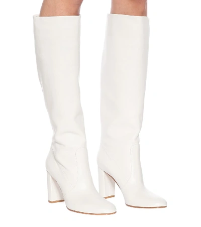 Shop Gianvito Rossi Slouch 85 Leather Knee-high Boots In White