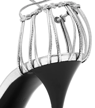 Shop Saint Laurent Lexi 90 Metallic Leather Sandals In Silver