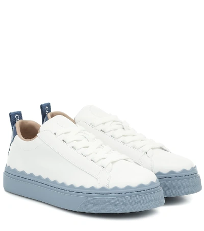 Shop Chloé Lauren Leather Sneakers In White