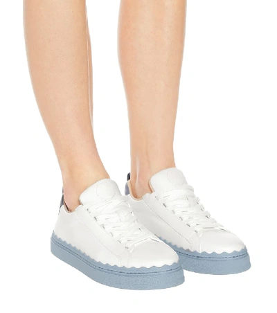 Shop Chloé Lauren Leather Sneakers In White