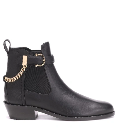 Shop Ferragamo Gancini Leather Ankle Boots In Black