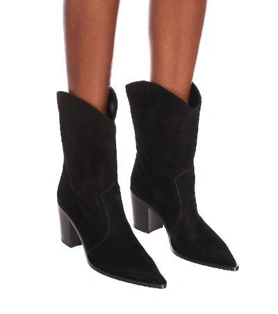 Shop Gianvito Rossi Denver Suede Ankle Boots In Black