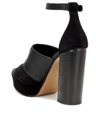 Shop Chloé C Platform Leather Sandals In Black