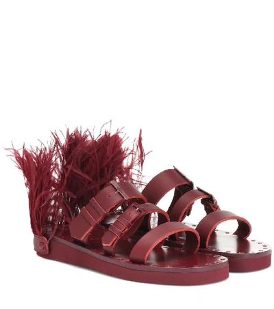 Shop Valentino Escape Leather Sandals In Red