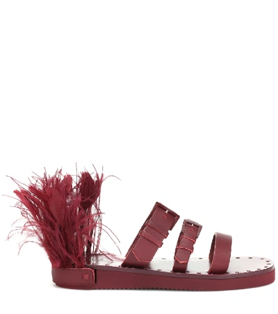 Shop Valentino Escape Leather Sandals In Red