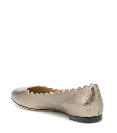 Shop Chloé Lauren Leather Ballet Flats In Silver