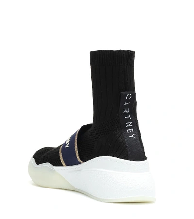 Shop Stella Mccartney Loop Stretch-knit Sneakers In Black