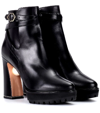 Shop Nicholas Kirkwood Embellished Leather Ankle Boots In Black