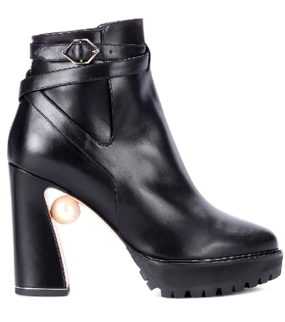 Shop Nicholas Kirkwood Embellished Leather Ankle Boots In Black