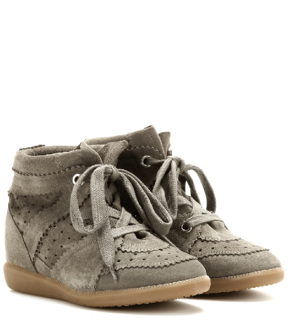 Isabel Marant Étoile Bobby Suede Wedge Sneakers In Army Green | ModeSens