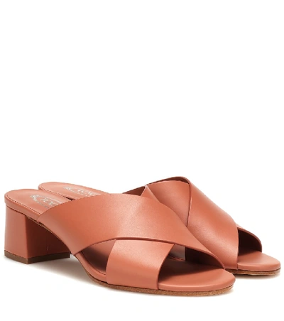 Shop Tod's Leather Sandals In Pink