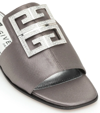 Shop Givenchy 4g Embellished Satin Slides In Grey