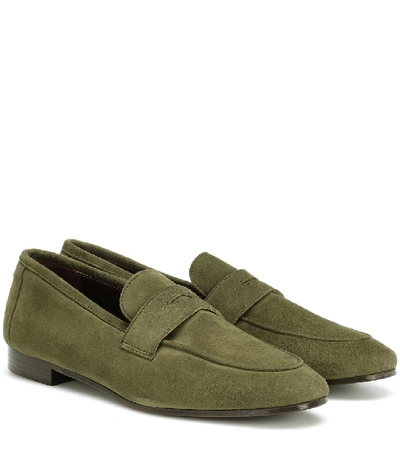 Shop Bougeotte Flaneur Suede Loafers In Green