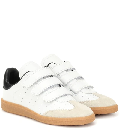 Shop Isabel Marant Beth Leather Sneakers In White