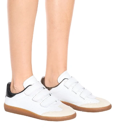 Shop Isabel Marant Beth Leather Sneakers In White