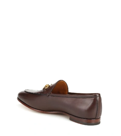 Shop Gucci Jordaan Leather Loafers In Brown