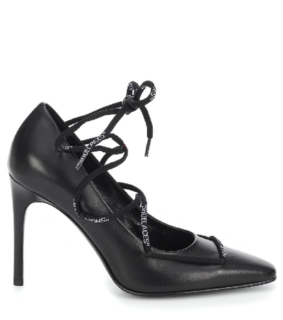 Shop Off-white Leather Pumps In Black