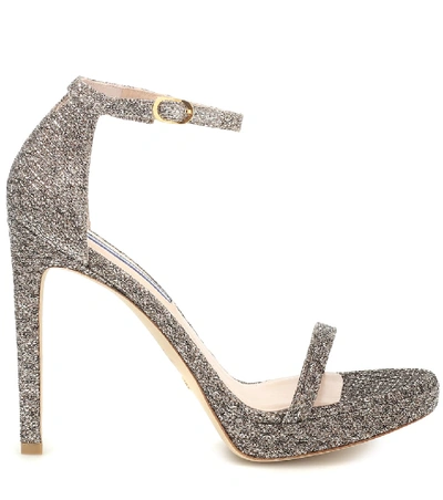 Shop Stuart Weitzman Nudist Disco Glitter Sandals In Silver