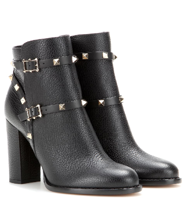 valentino rockstud leather ankle boots