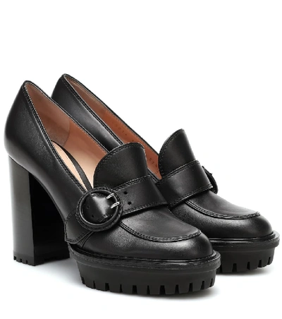 Shop Gianvito Rossi Harriet Leather Loafer Pumps In Black