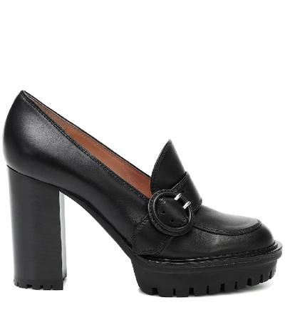 Shop Gianvito Rossi Harriet Leather Loafer Pumps In Black
