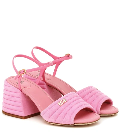 Shop Fendi Promenade Suede Slingback Sandals In Pink