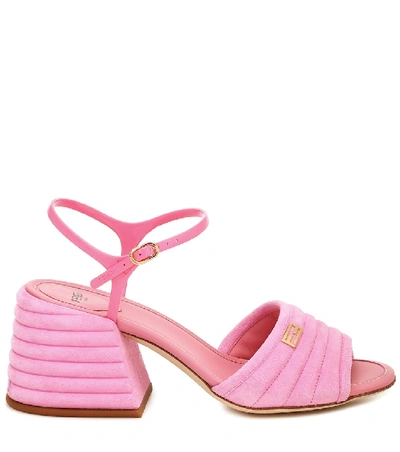 Shop Fendi Promenade Suede Slingback Sandals In Pink