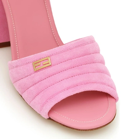 Shop Fendi Promenade Suede Slingback Sandals In Pink