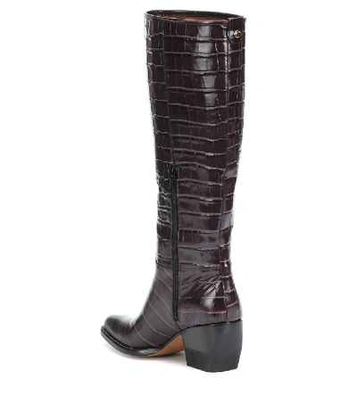 Shop Chloé Vinny Embossed Leather Boots In Brown
