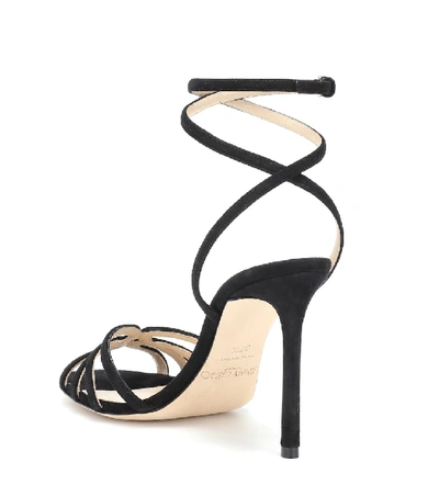 Shop Jimmy Choo Mimi 100 Suede Sandals In Black