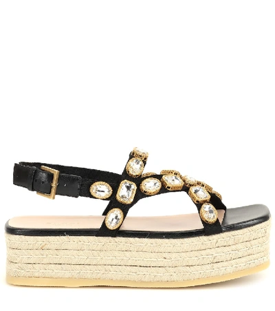 Shop Gucci Crystal-embellished Espadrille Sandals In Black