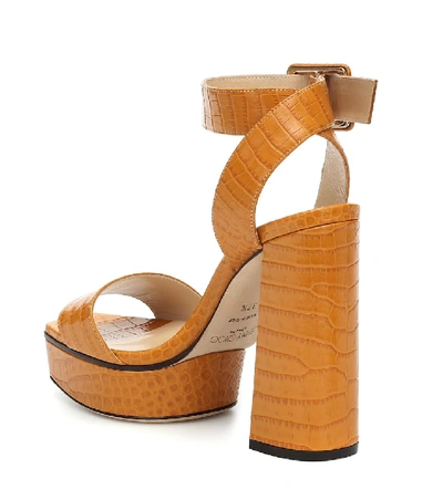 Shop Jimmy Choo Jax 125 Leather Platform Sandals In Orange