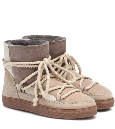 Shop Inuikii Suede Ankle Boots In Beige